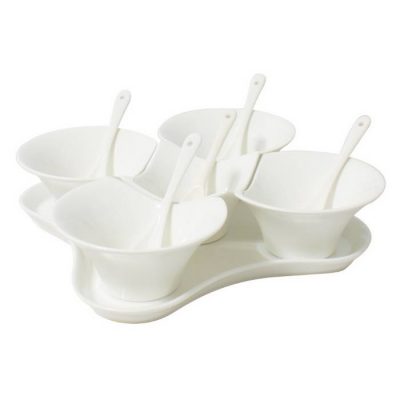 Condiment Set With Tray + 5 Bowl + 5 Spoon