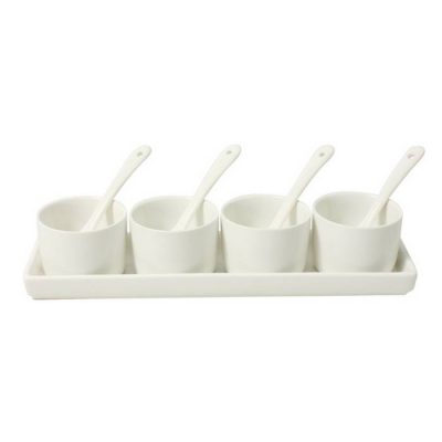 Condiment Set With Tray + 4 Bowl + 4 Spoon