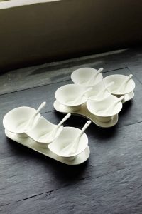 Condiment Set With Tray + 3 Bowl + 3 Spoon